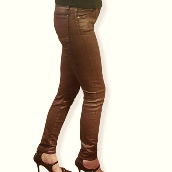 7 for All Mankind The Skinny Coated Jeans - Metallic Bronze/Brown - 24 - Picture 2 of 12
